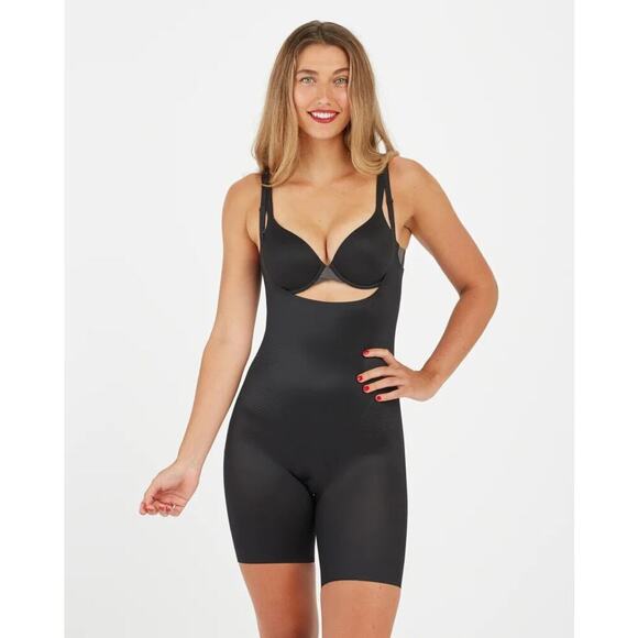Spanx 10235r Thinstincts 2.0 Open Bust Mid Thigh Shaper Black Size 3X NWOT - Picture 1 of 12
